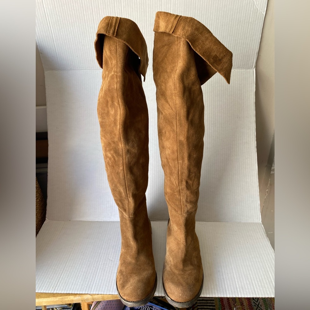 Free People Carlisle Suede Over The Knee Boots Honey Whiskey Size 41 US 10 - Picture 4 of 14